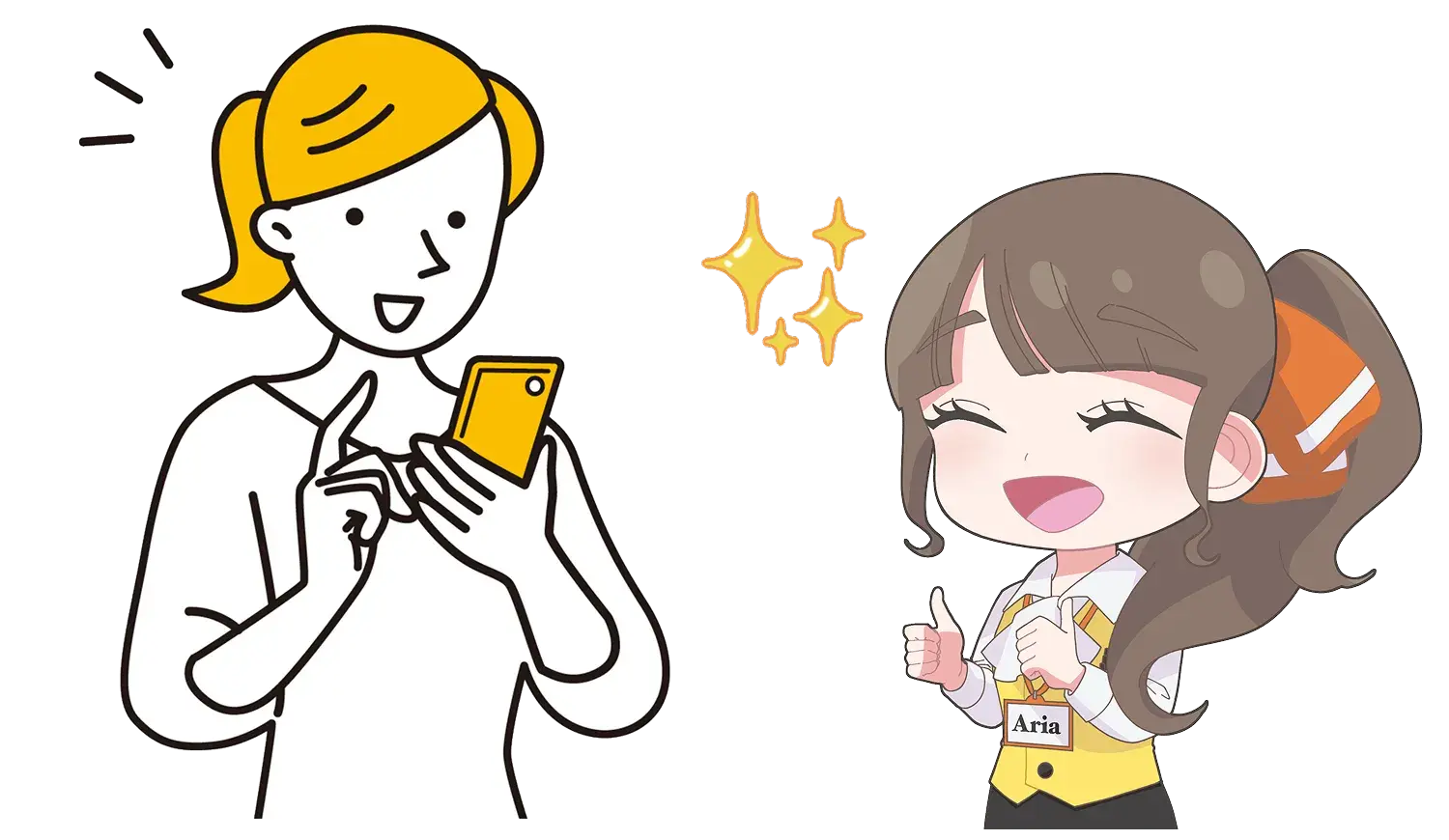 アリアちゃんと女性イラスト